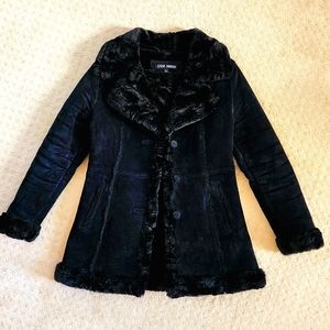 Vintage suede jacket with faux fur lining
